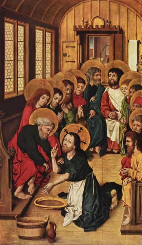 «Cristo lavando los pies de los apóstoles», por el Maestro del Gabinete de Ámsterdam