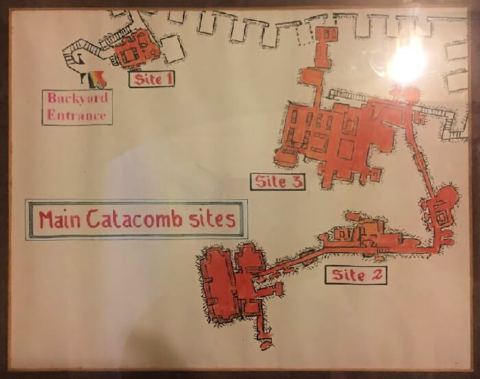 Un mapa de las catacumbas del museo Wignacourt.
