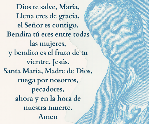Tarjeta de oración del Ave María