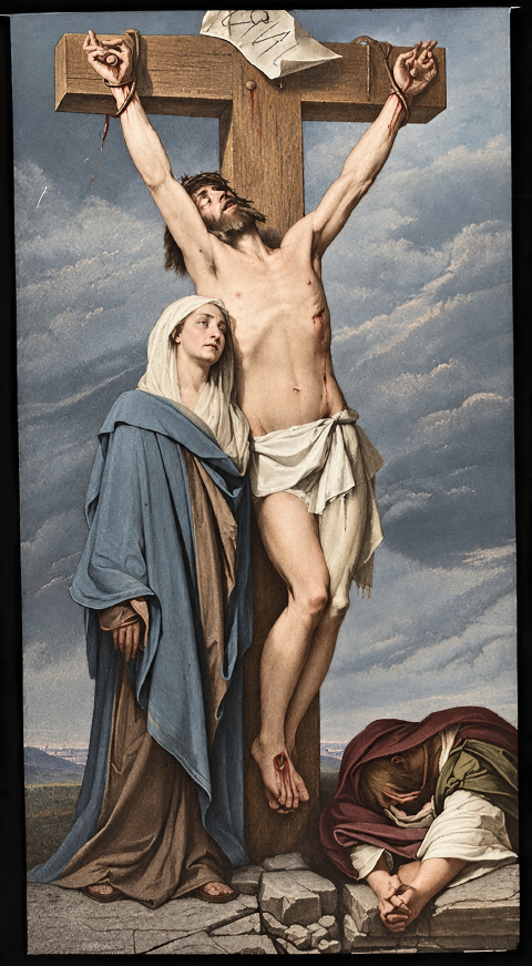 María con su Hijo crucificado