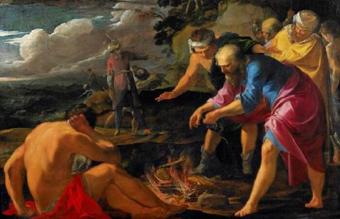 «Naufragio de San Pablo en Malta», pintado por Laurent de La Hyre en 1630 d. C.